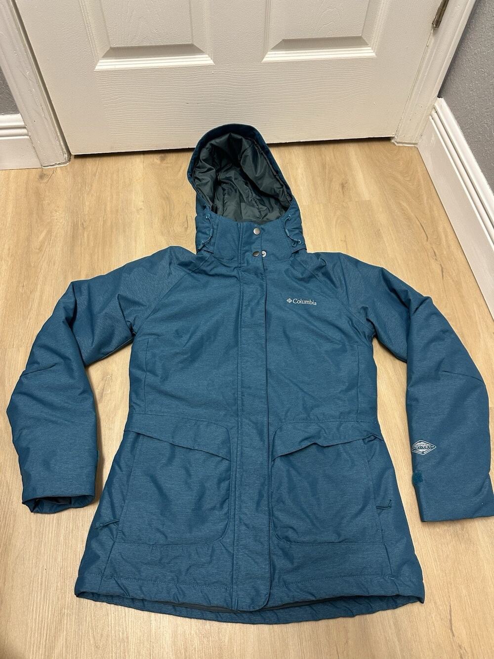 COLUMBIA Starr Pass OMNI-HEAT Snow Ski Jacket Detachable Hood Teal Blue S